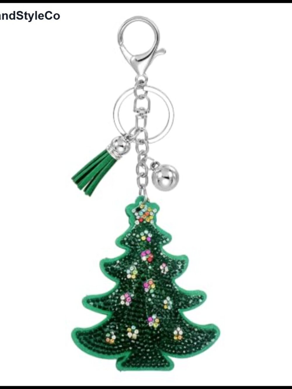 Rhinestone Christmas Keychain Bling Key Ring Holiday Charm with Tassel